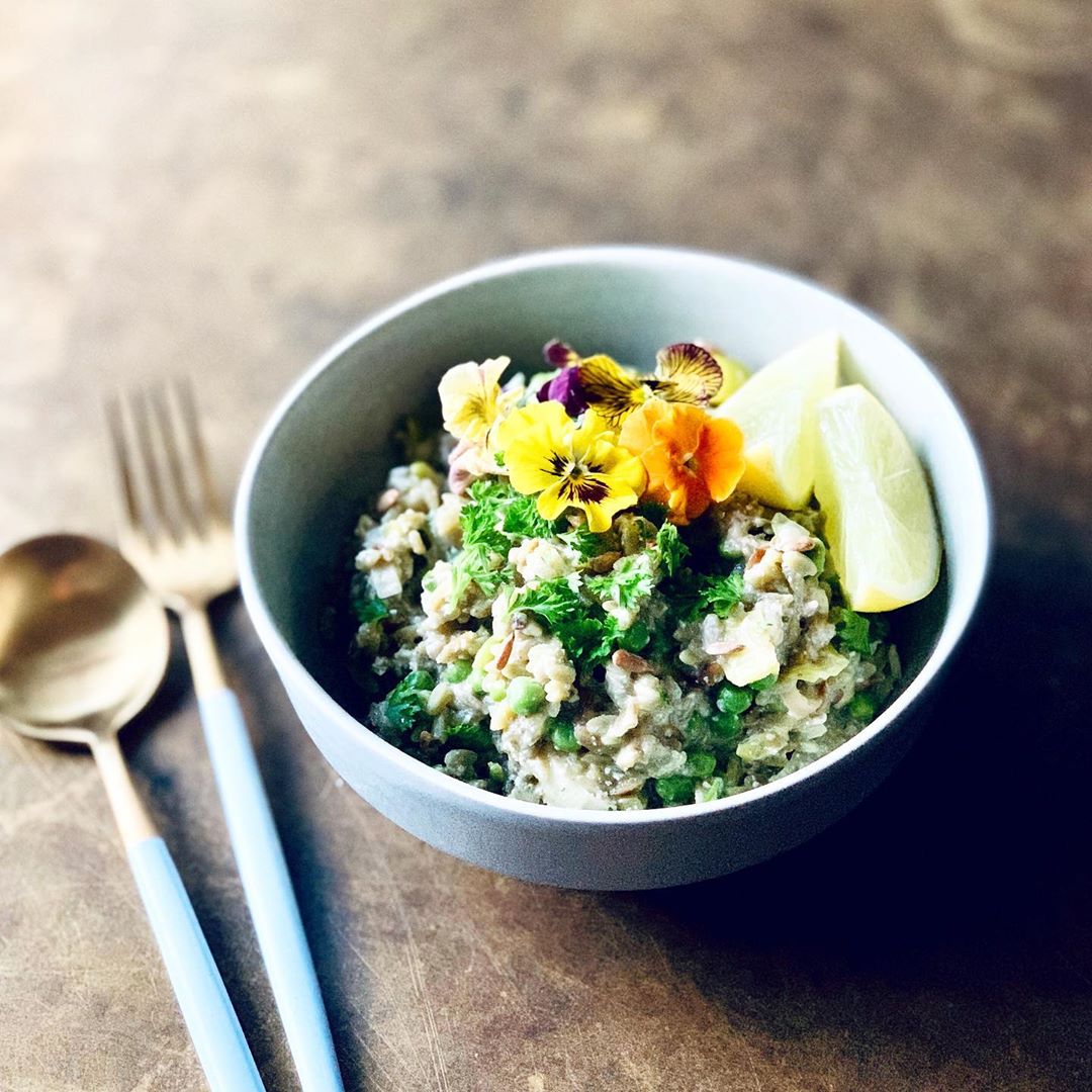 Leek, Pea and Sunflower Seed Risotto