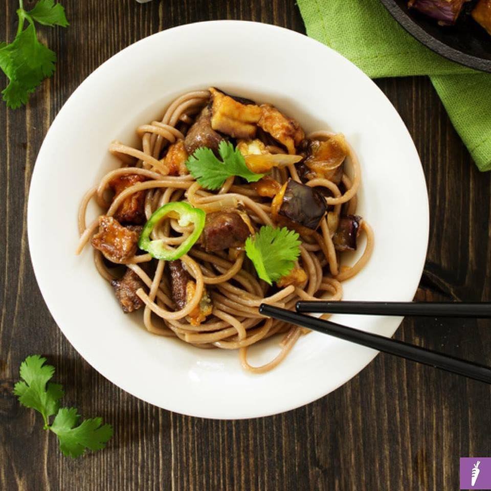 Crunchy Miso Eggplant with Soba Noodles