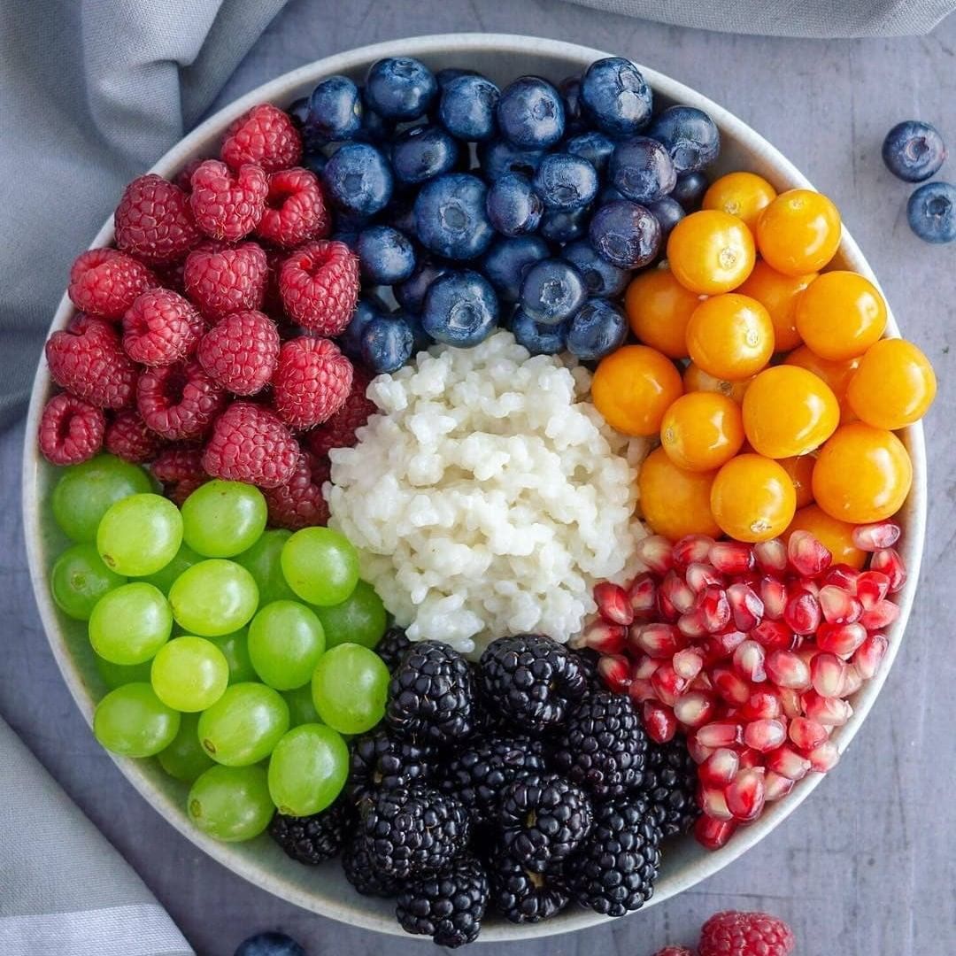Coconut Rice Pudding with a Rainbow
