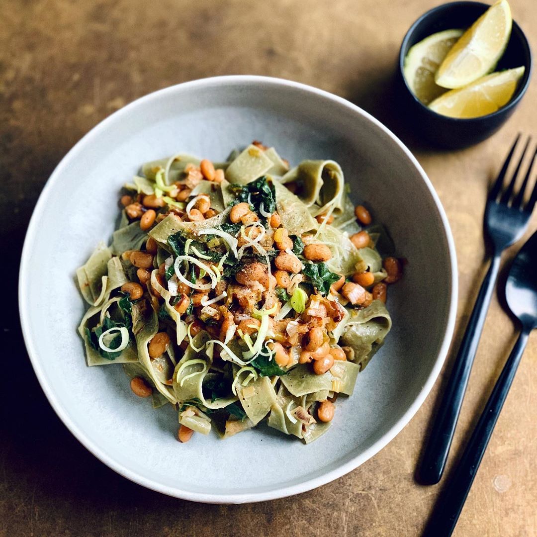 Miso Butter Soybean and Spinach Tagliatelle