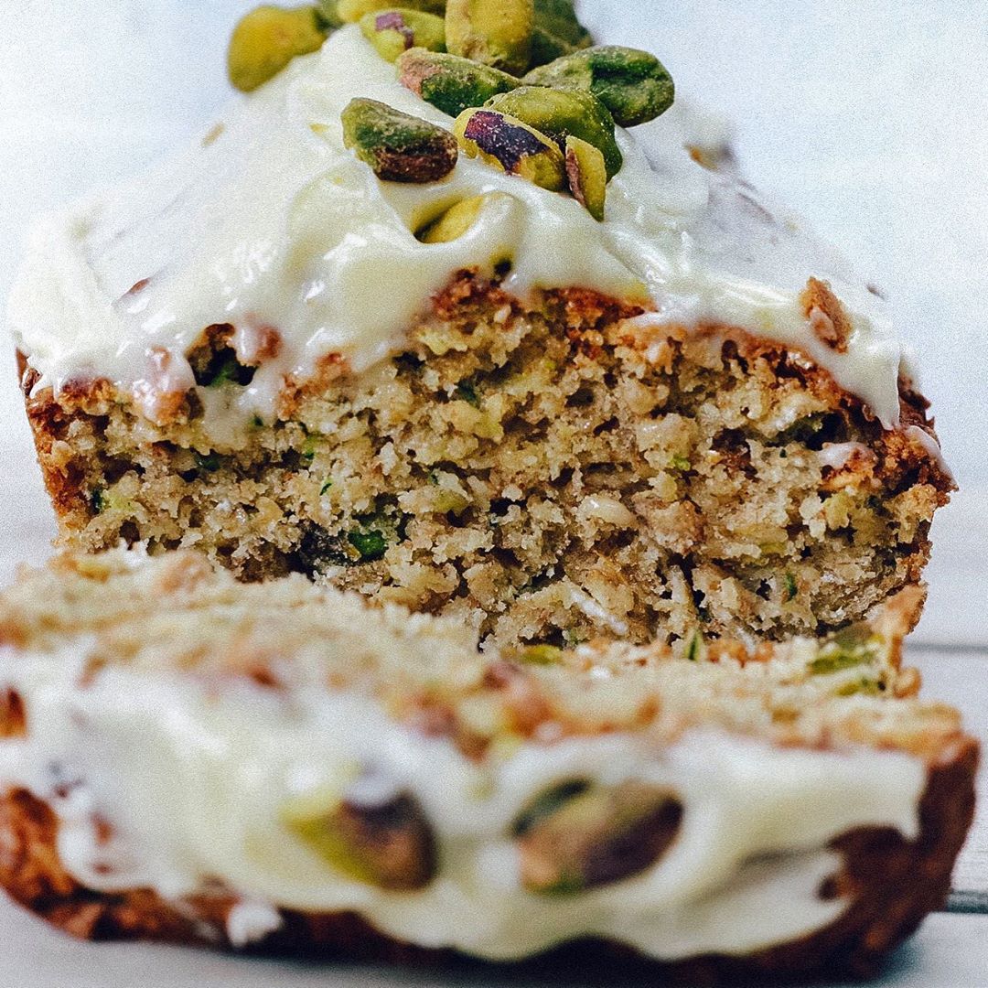 Pistachio Zucchini Bread W\ a Lemon Icing