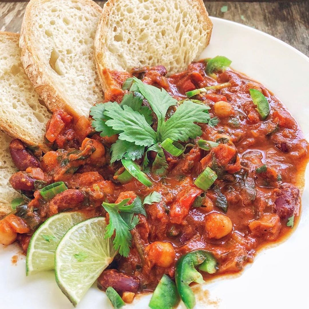 Moroccan Chickpea Stew with Fresh Bread for Dipping