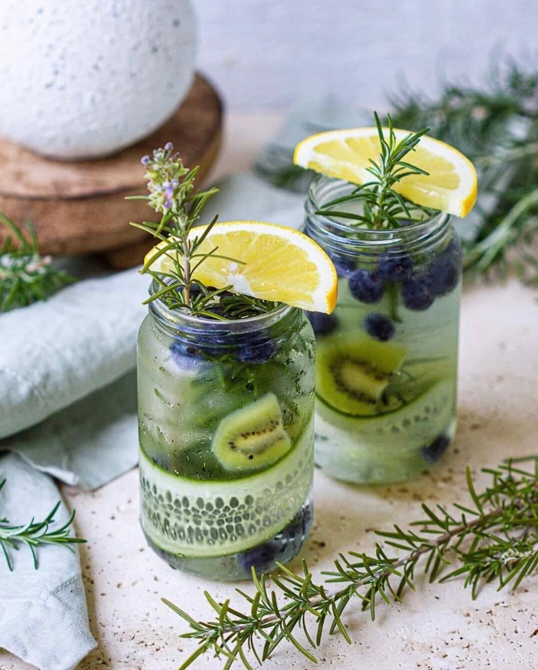 Kiwi and Rosemary Infused Water