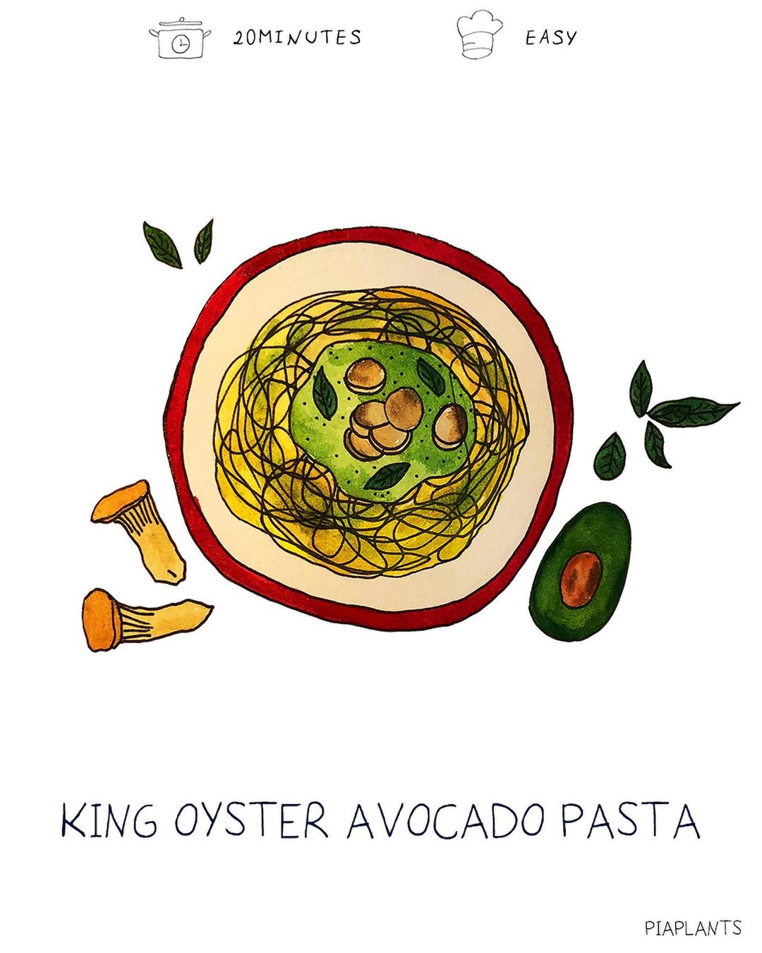 King Oyster Avocado Pasta