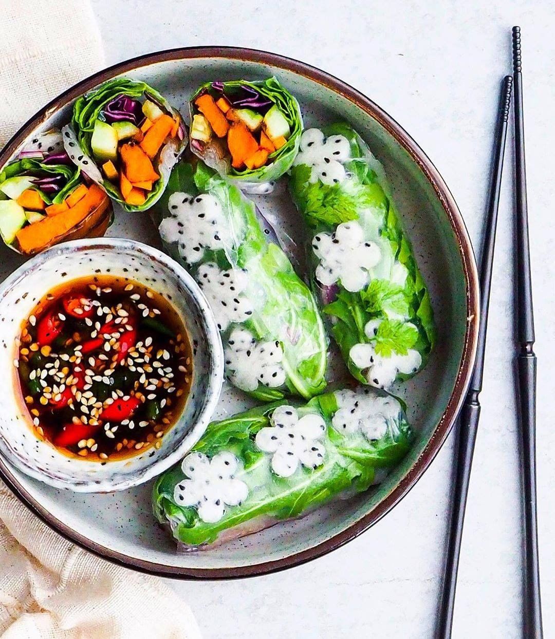 Grilled Sweet Potatoes Spring Rolls