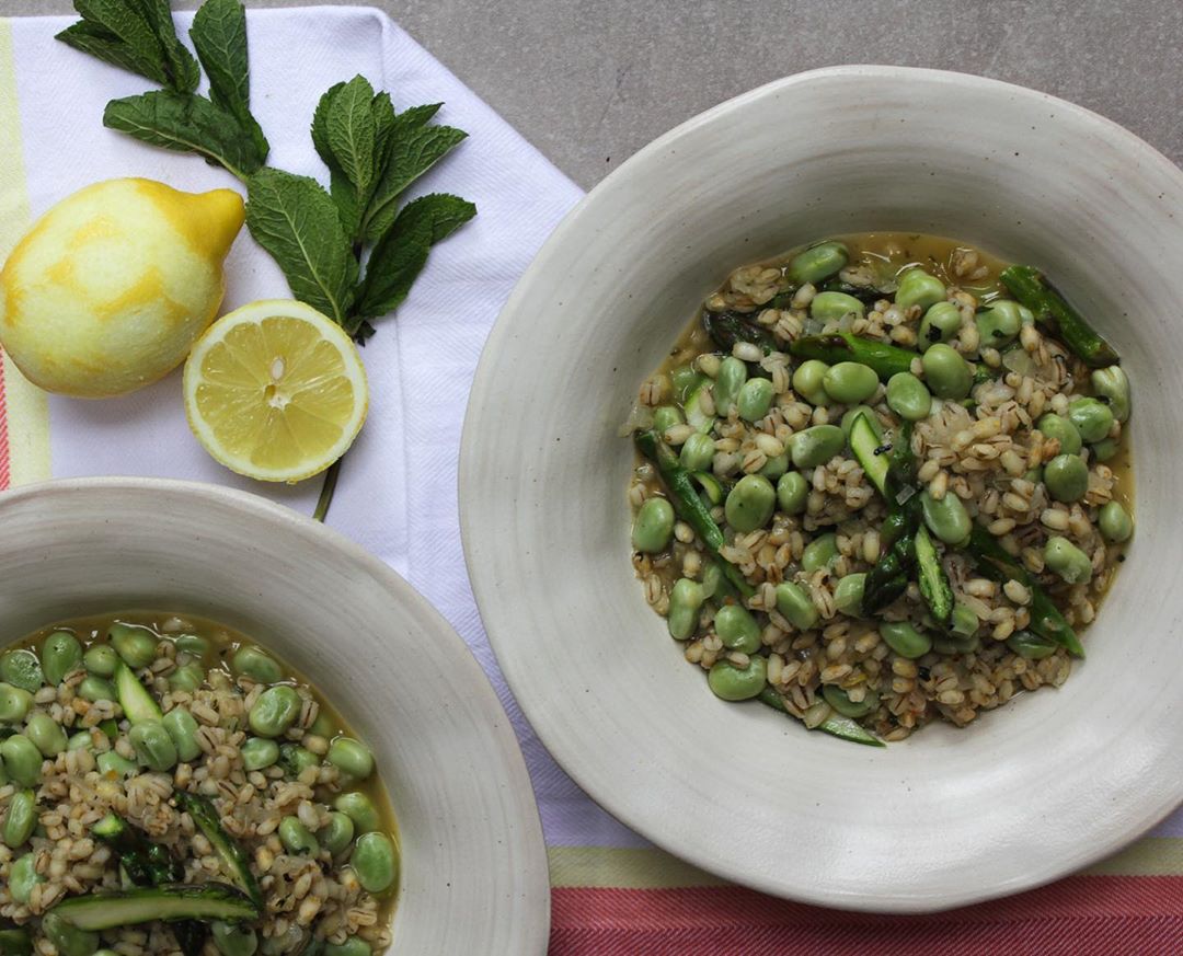 A Herby, Zesty Barley Risotto with Asparagus and Broad Beans
