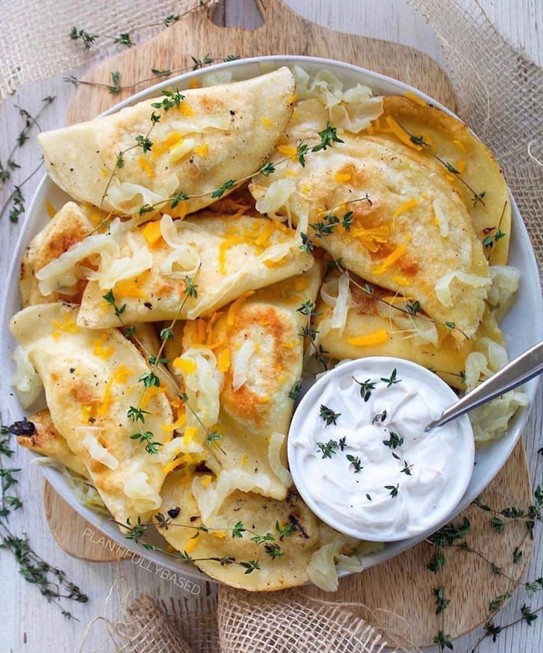 Vegan Pierogi Stuffed with Potato and Vegan Chedda