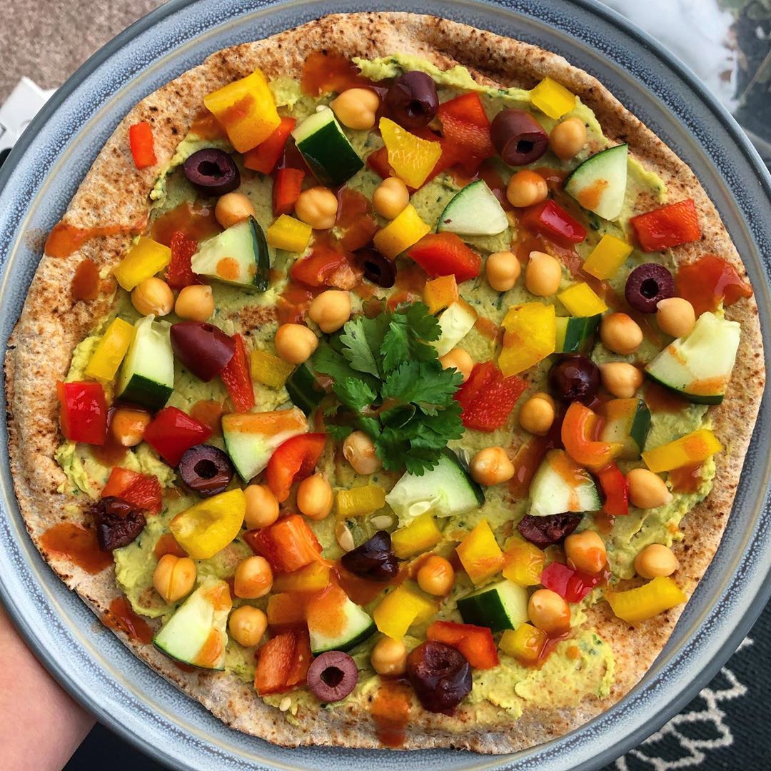 Avocado Hummus Pita Pizza