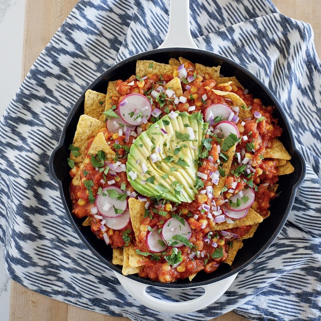 Skillet Chickpea Chilaquiles Dish