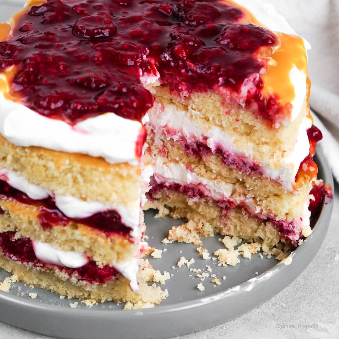 ]This Lemon Raspberry Mango Jam Cake