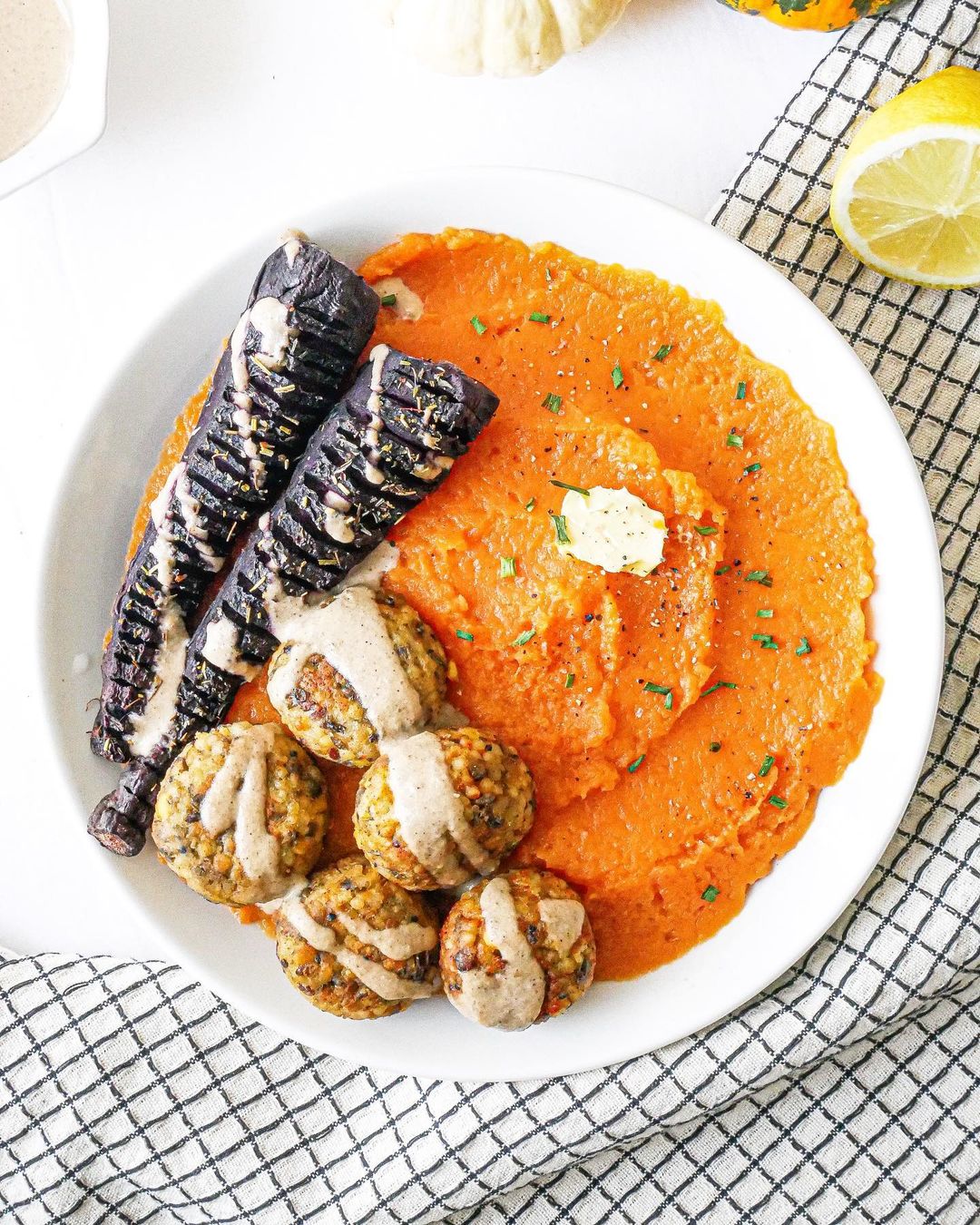 Purée De Patate Douce Et Boulettes De Quinoa