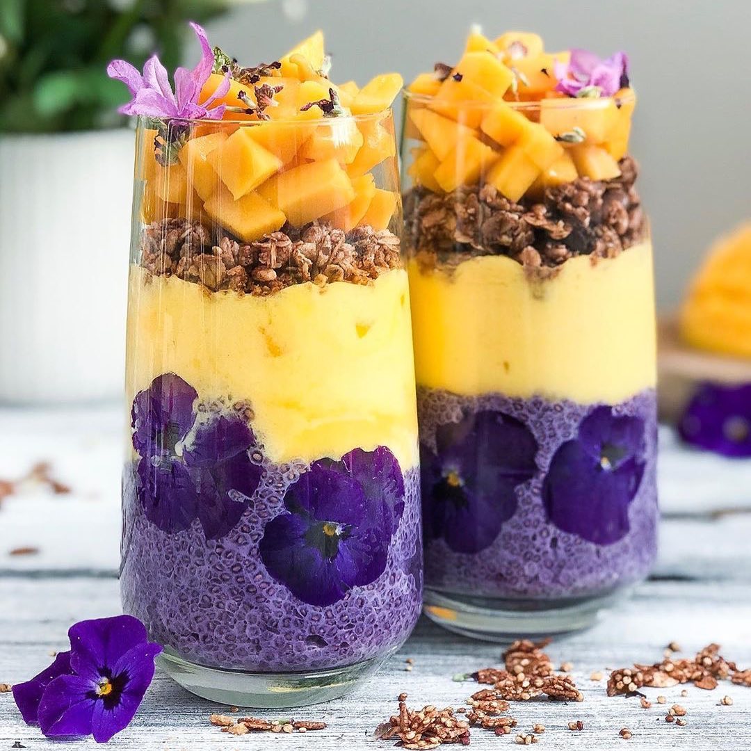 Mango Black Goji Parfaits Made with Black Goji Powder