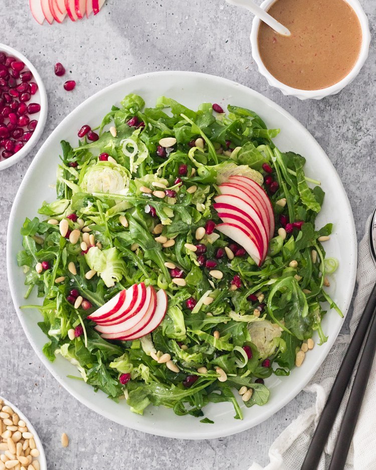 Festive Holiday Salad with Brussels and Pomegranate