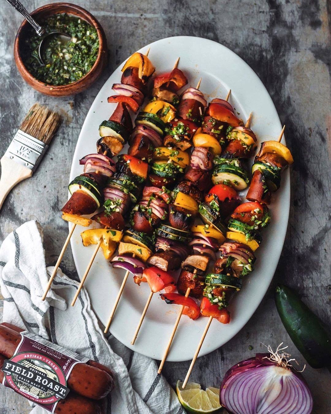 Grilled Vegetable Sausage Skewers