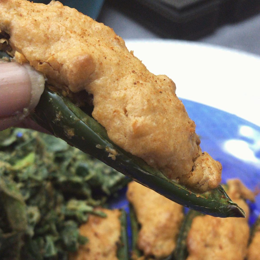 Vegan Jalapeño Poppers with a Raw Collard Green Salad