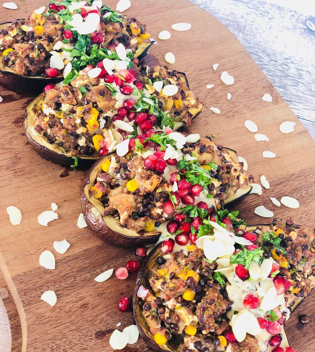 Vegan Grilled Aubergine Boats