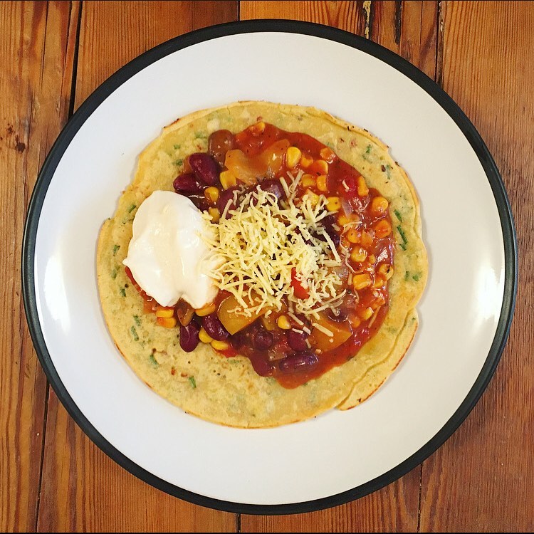 Simple Vegan Savory Pancake with Chilli Topping