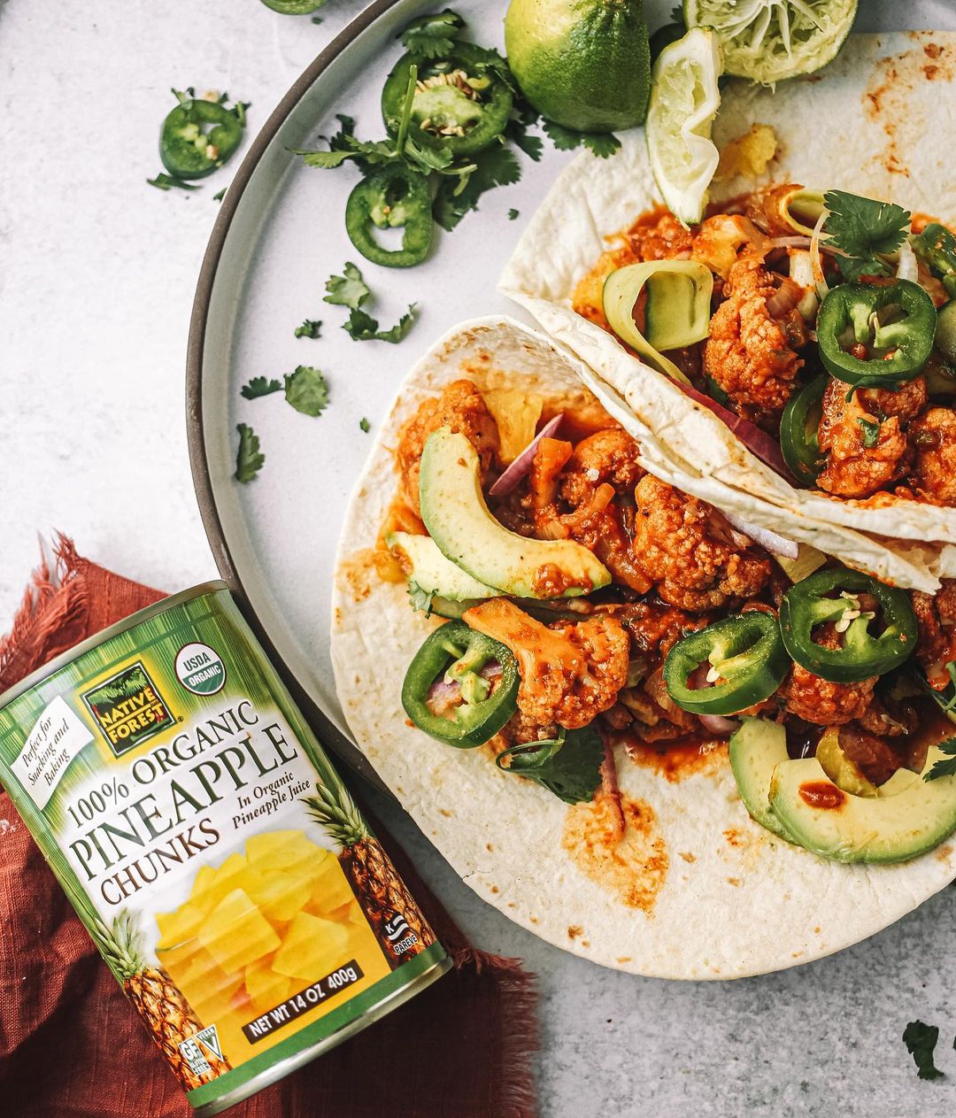 Spicy Vegan Cauliflower Al Pastor Tacos