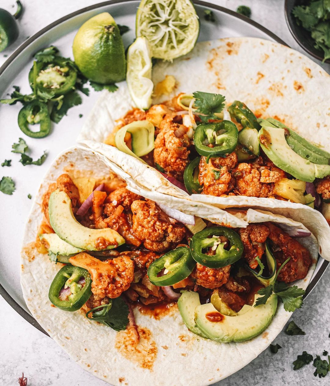 Spicy Vegan Cauliflower Al Pastor Tacos