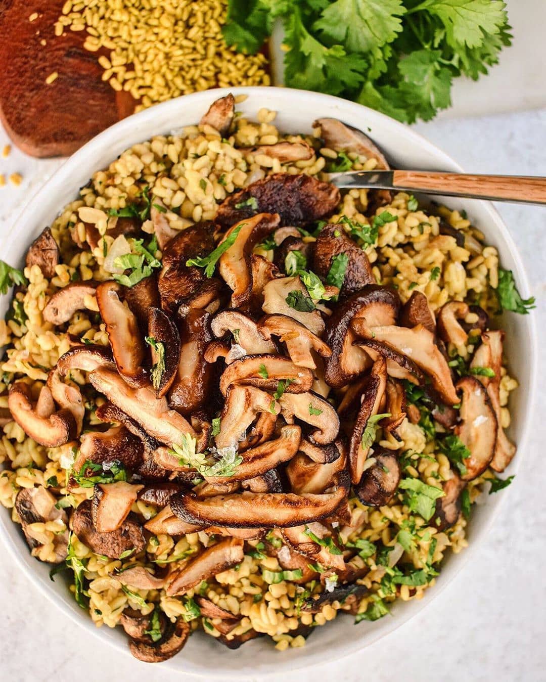 Garlic Mushroom Rice Pilaf