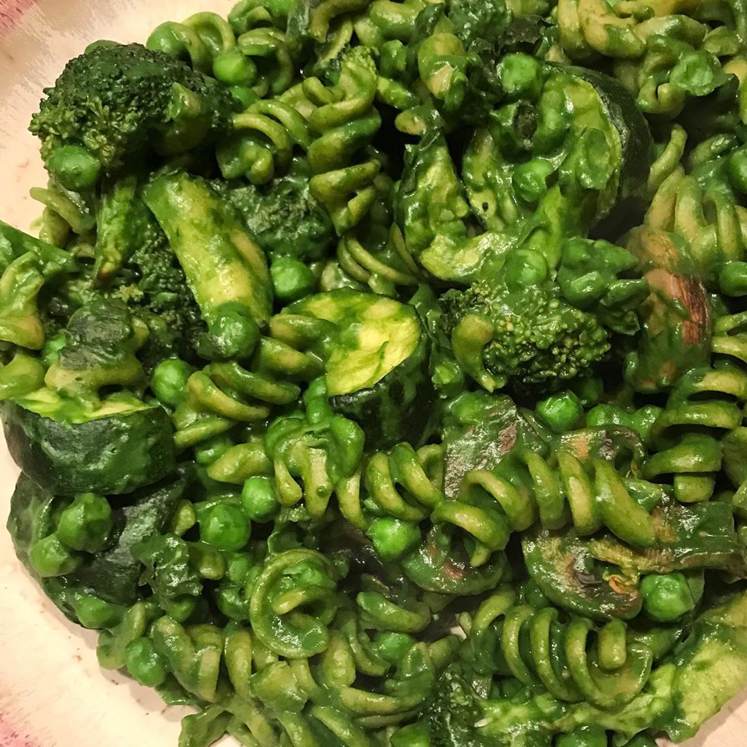 Super Green Pasta with Roasted Veggies