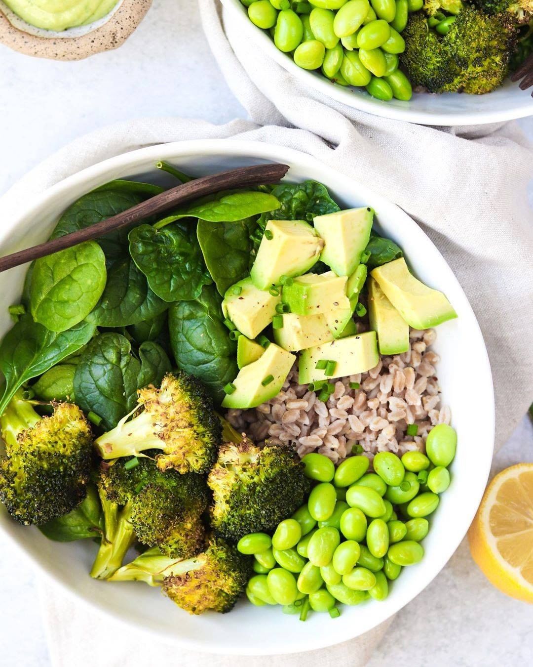 Green Goddess Grain Bowls with Avocado Miso Dressing