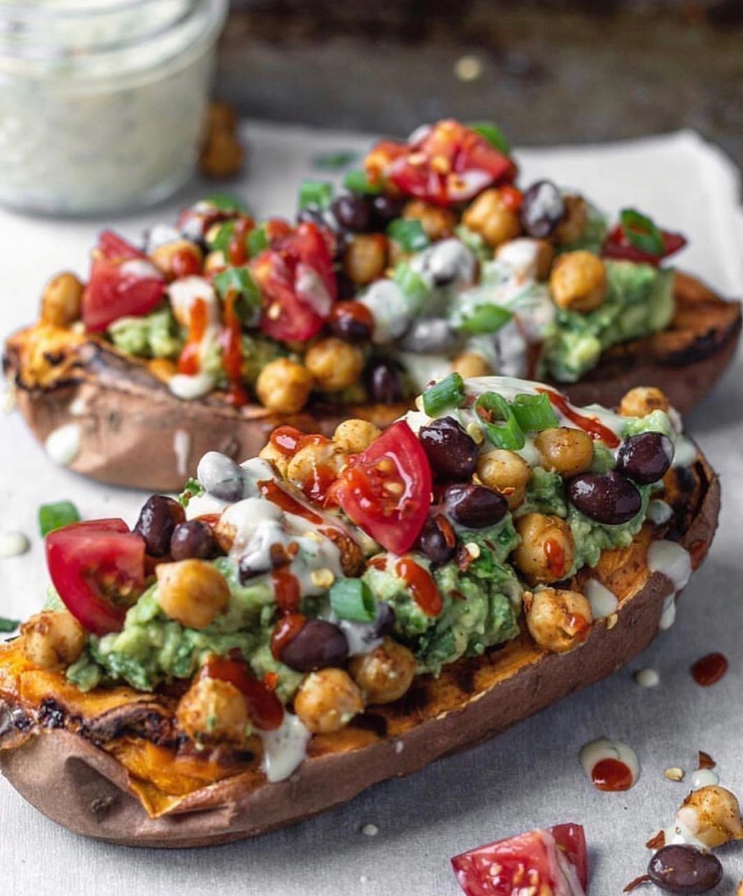 Baked Sweet Potatoes with Toppings