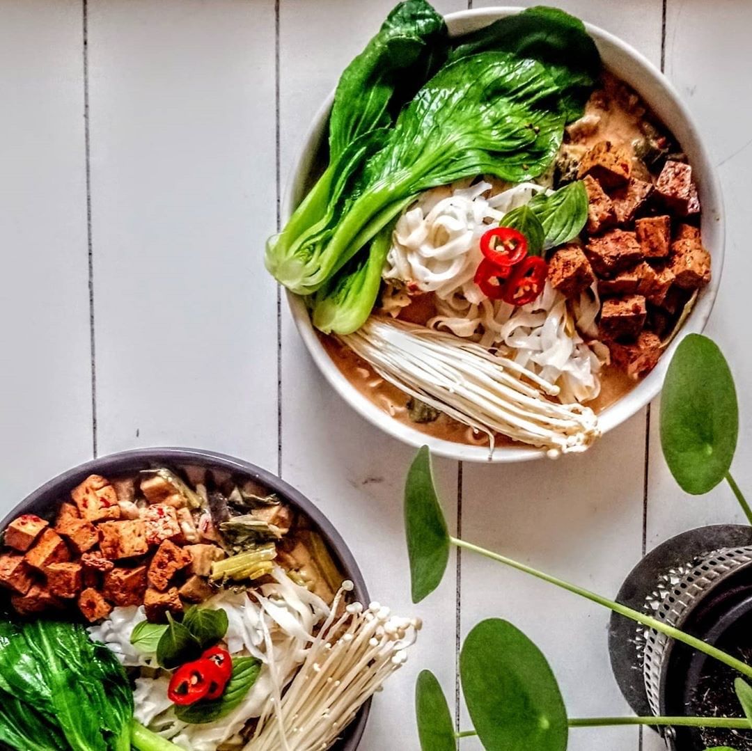 Shanghai Pak Choi, Enoki Mushrooms and Fried Tofu