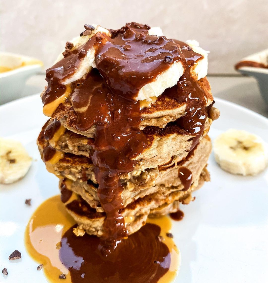 Salted Caramel Vegan Protein Pancakes