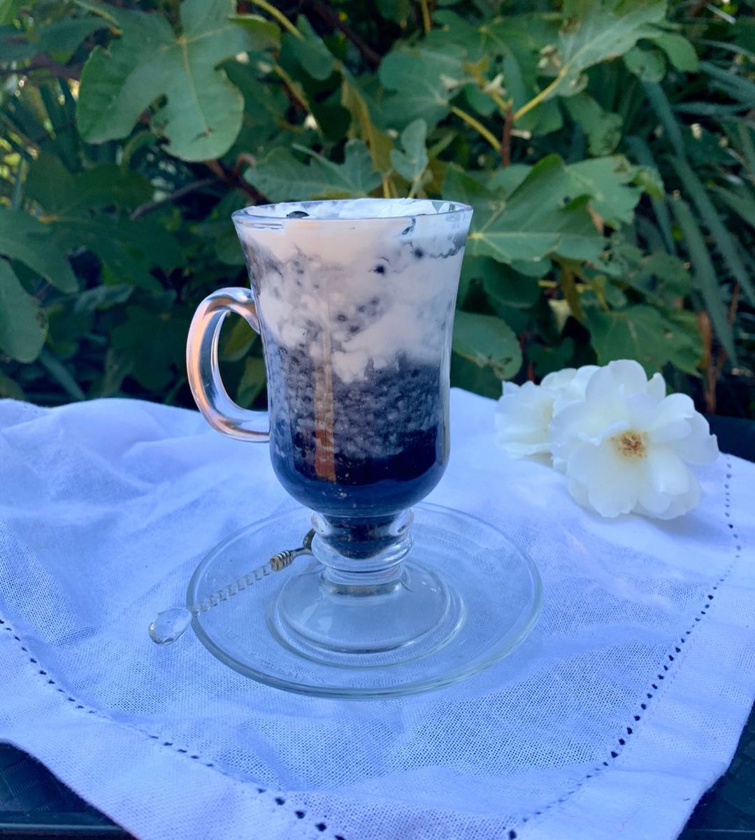 Charcoal Chia Pudding and Coconut Cream