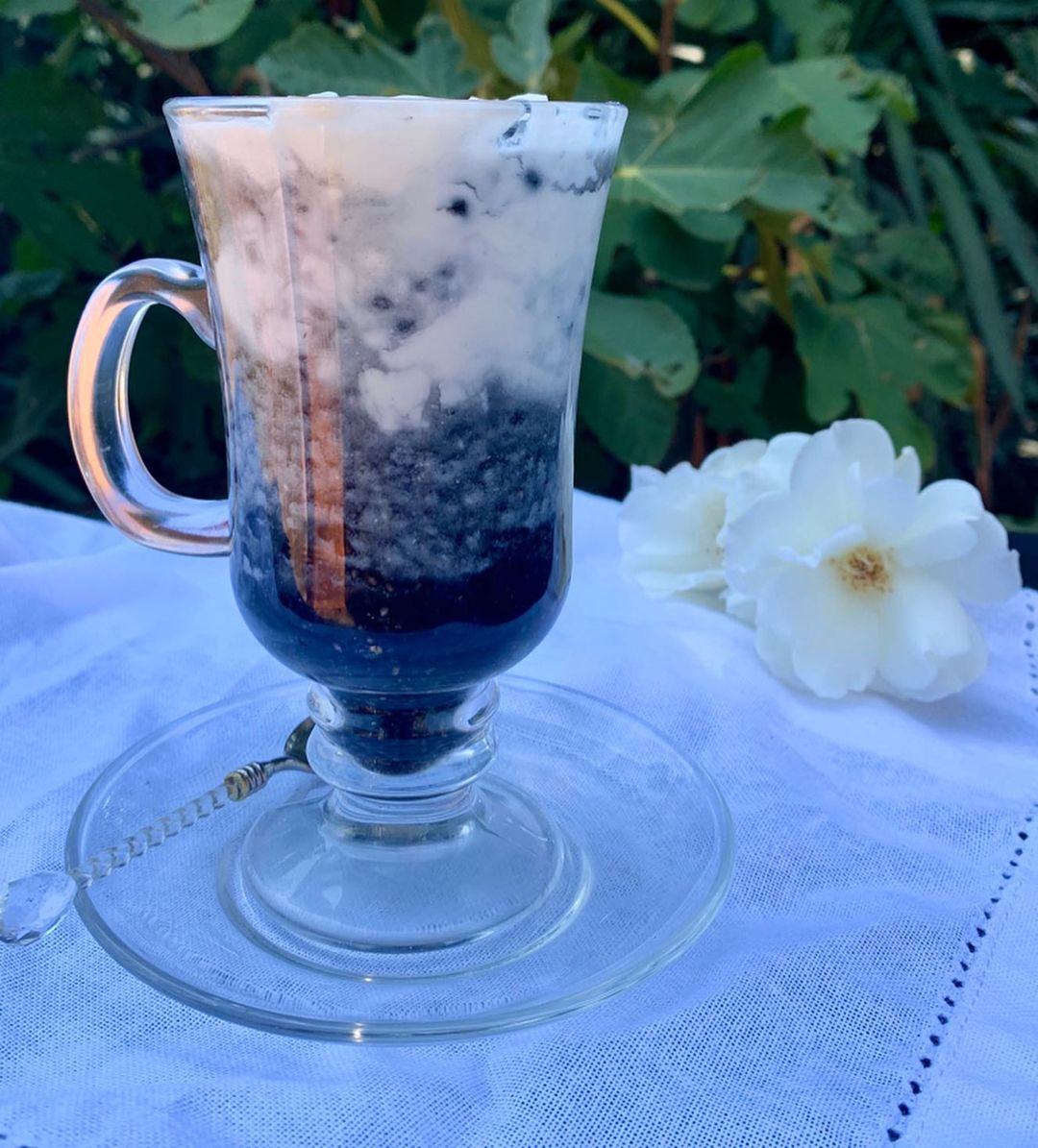 Charcoal Chia Pudding and Coconut Cream