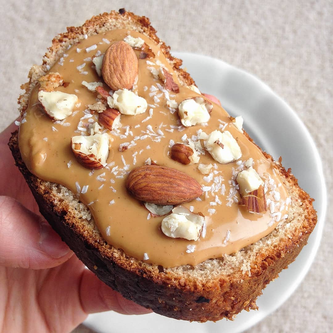 Peanut Butter & Almonds Banana Bread Toast