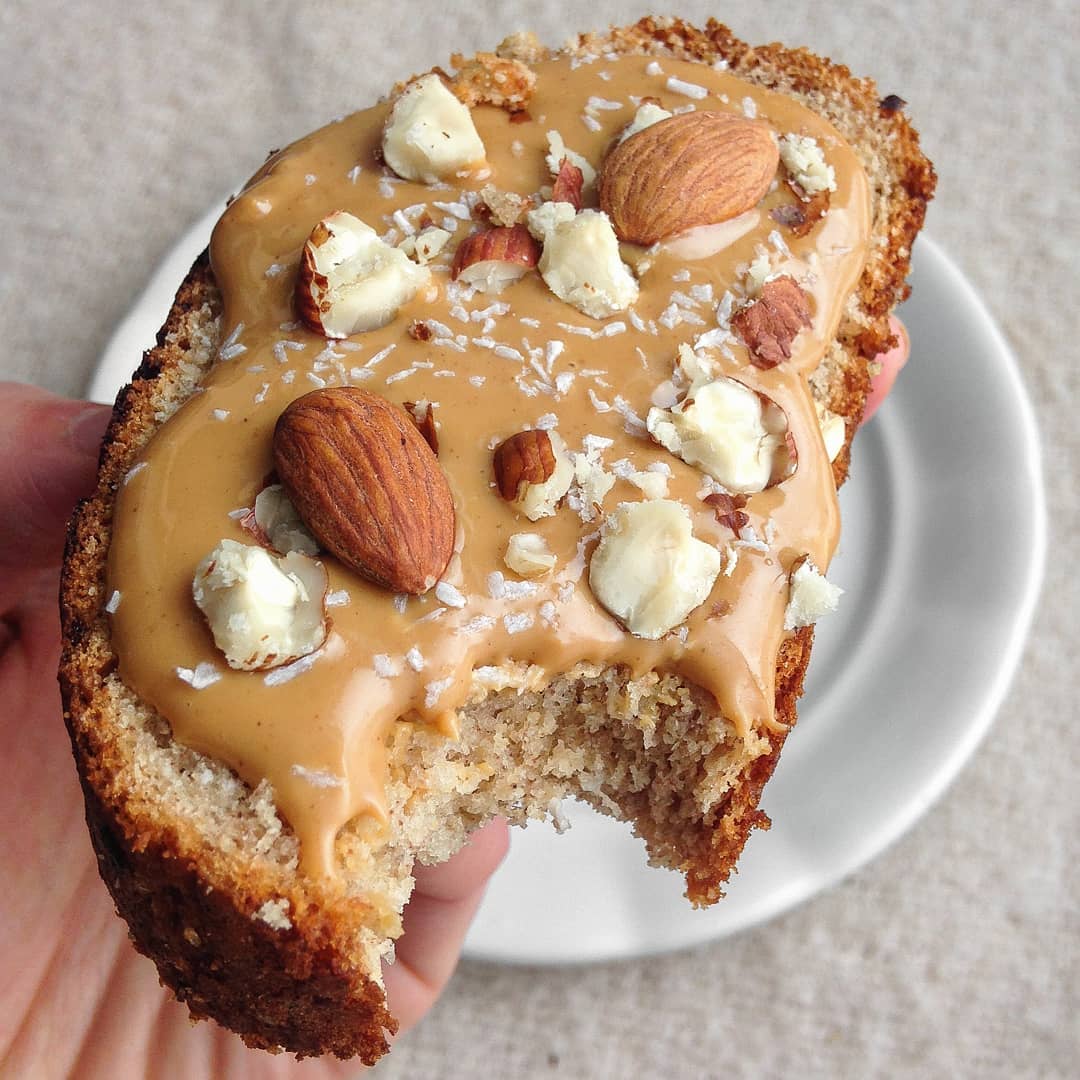 Peanut Butter & Almonds Banana Bread Toast