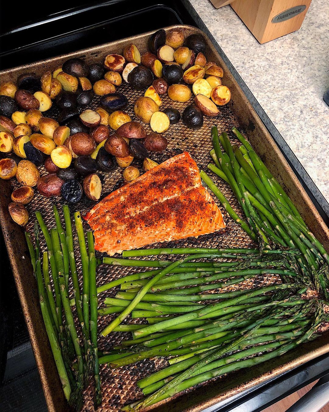 Salmon, Potatoes, and Asparagus One Pan Dinner