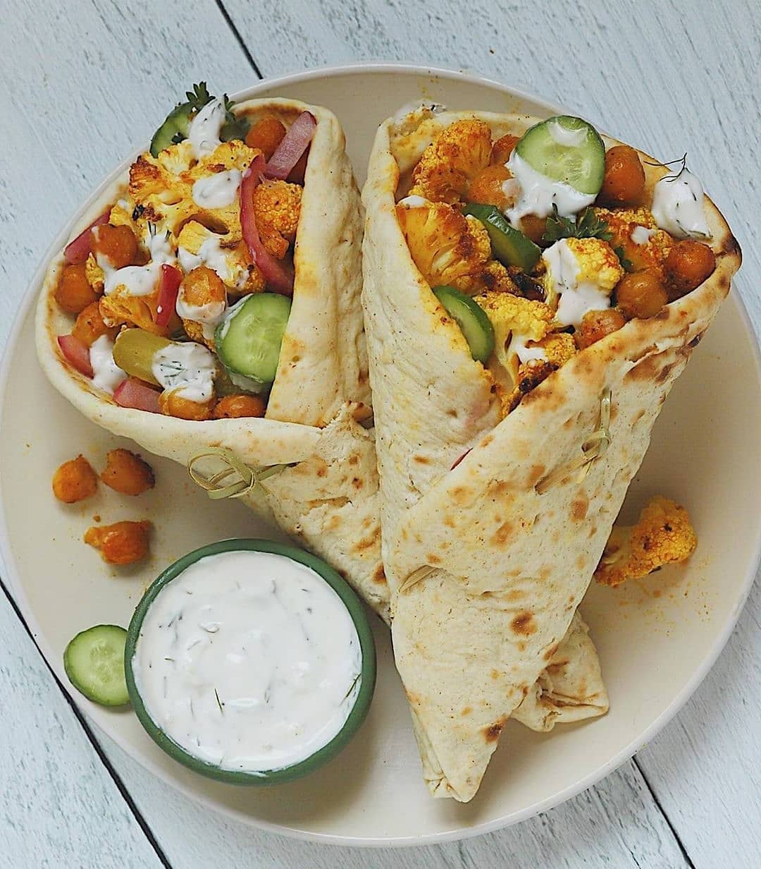 ​Roasted Cauliflower & Chickpea Shawarma Wraps