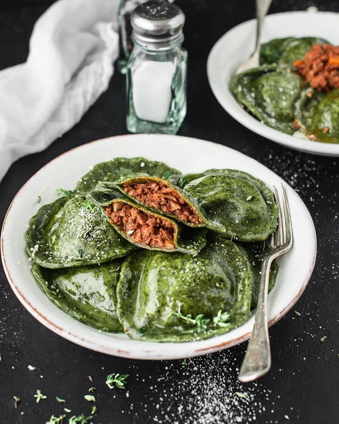 ​Kale Ravioli with Spicy Bolognese Filling
