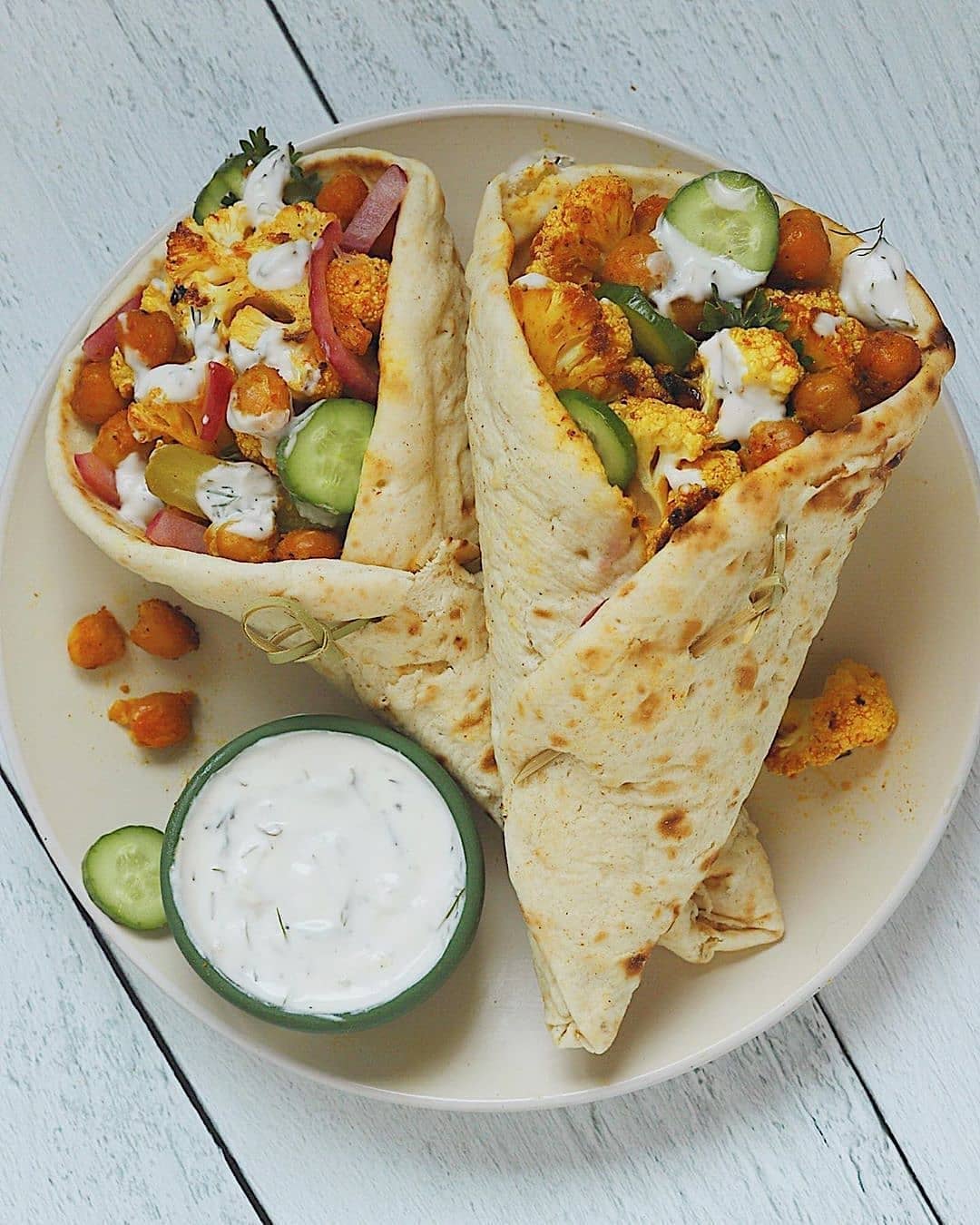 ​Roasted Cauliflower & Chickpea Shawarma Wraps